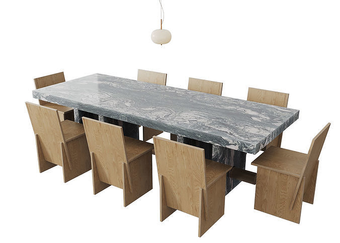 Dining table and chair set 3D model