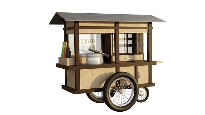 STREET VENDOR CART LOW POLY  Low-poly 3D model