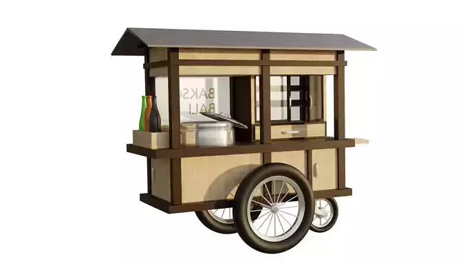 STREET VENDOR CART LOW POLY 