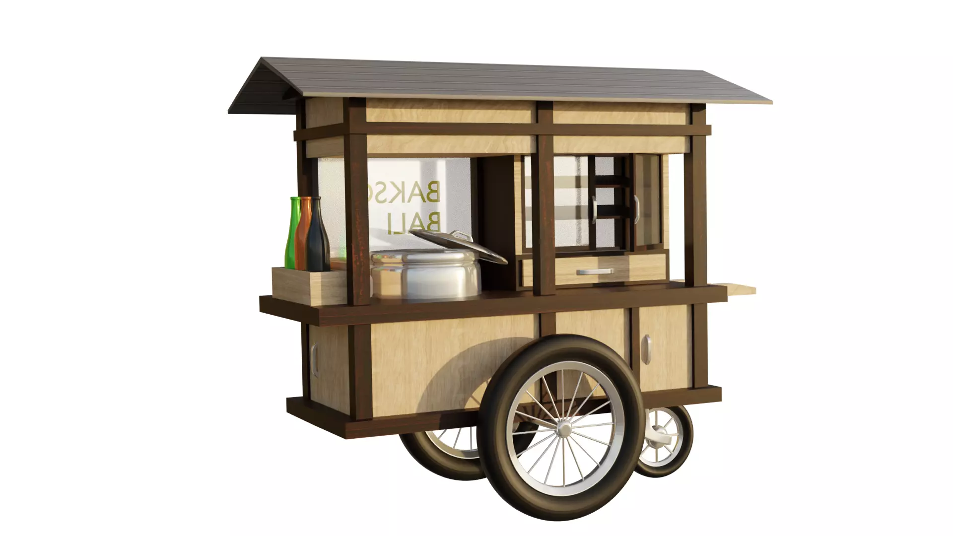 STREET VENDOR CART LOW POLY Low-poly 3D model_0