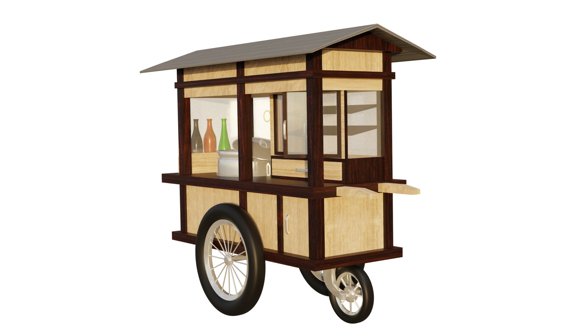 STREET VENDOR CART LOW POLY Low-poly 3D model_1