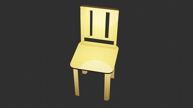 Game style wooden living room  chair real dimension Low-poly 3D model