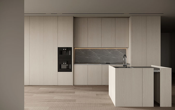 Open kitchen cabinets 3D model