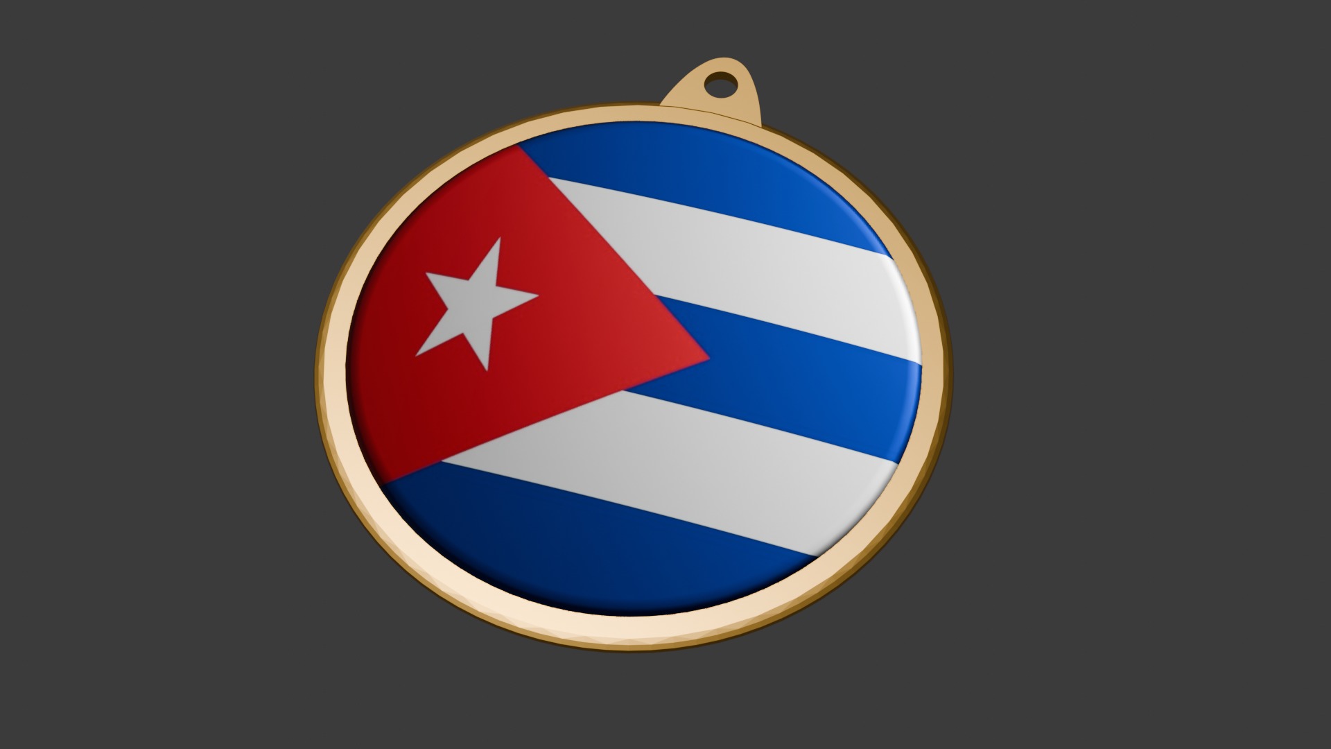 Cuba Flag Golden Medal Badge 3D model_20