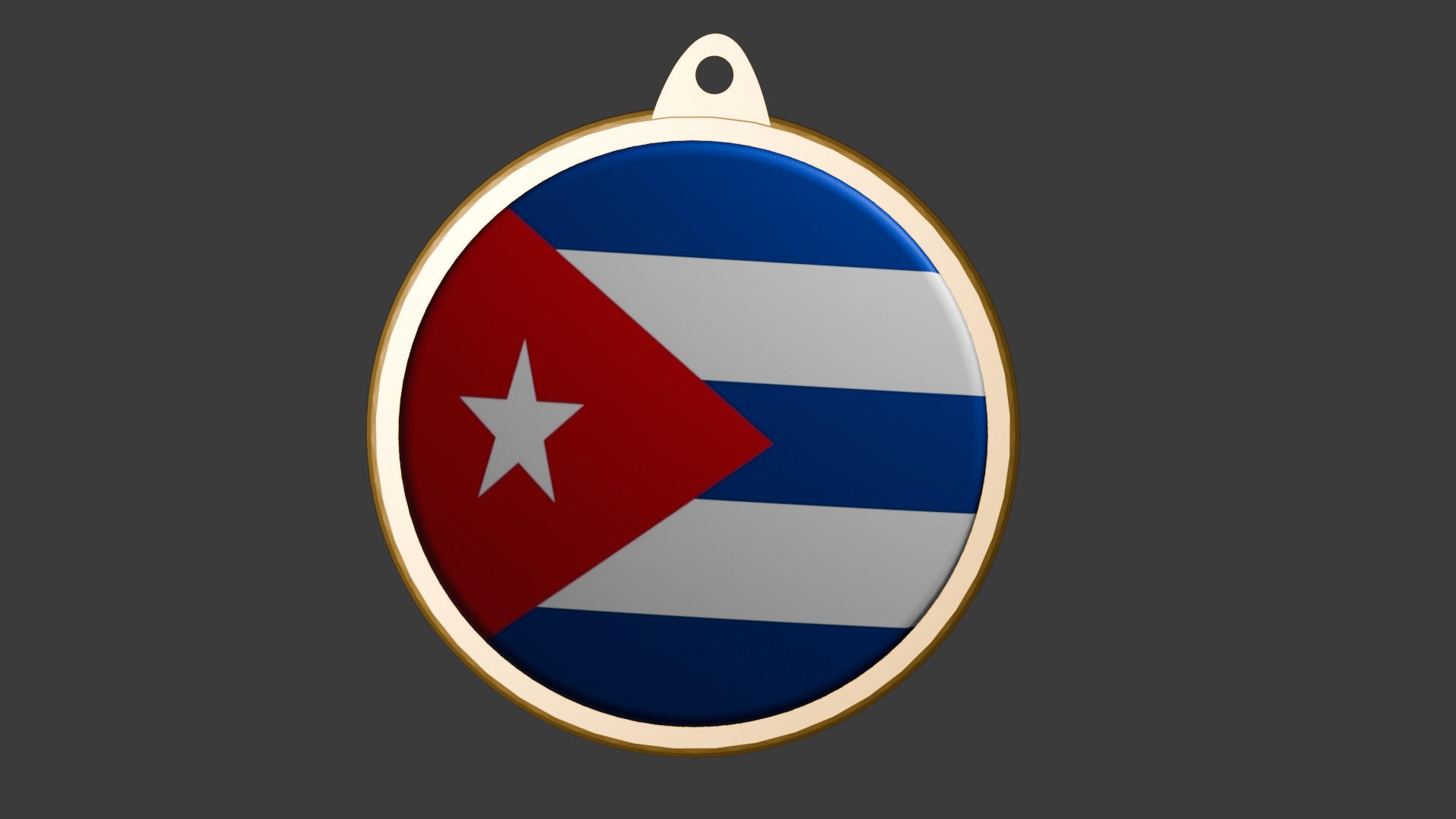 Cuba Flag Golden Medal Badge 3D model_22
