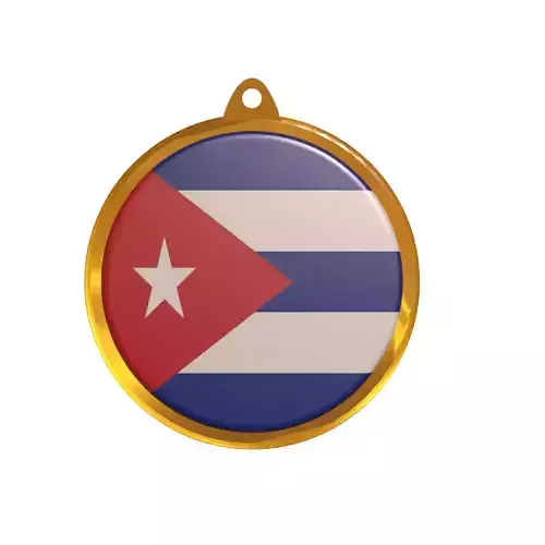 Cuba Flag Golden Medal Badge 3D model Cuba Flag Golden Medal Badge 3D model