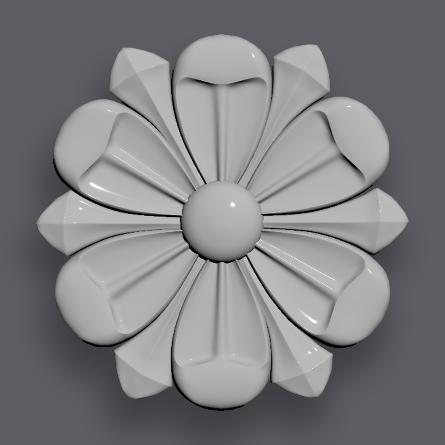 5 Flowers Ornamental Pack 4 3D model_10
