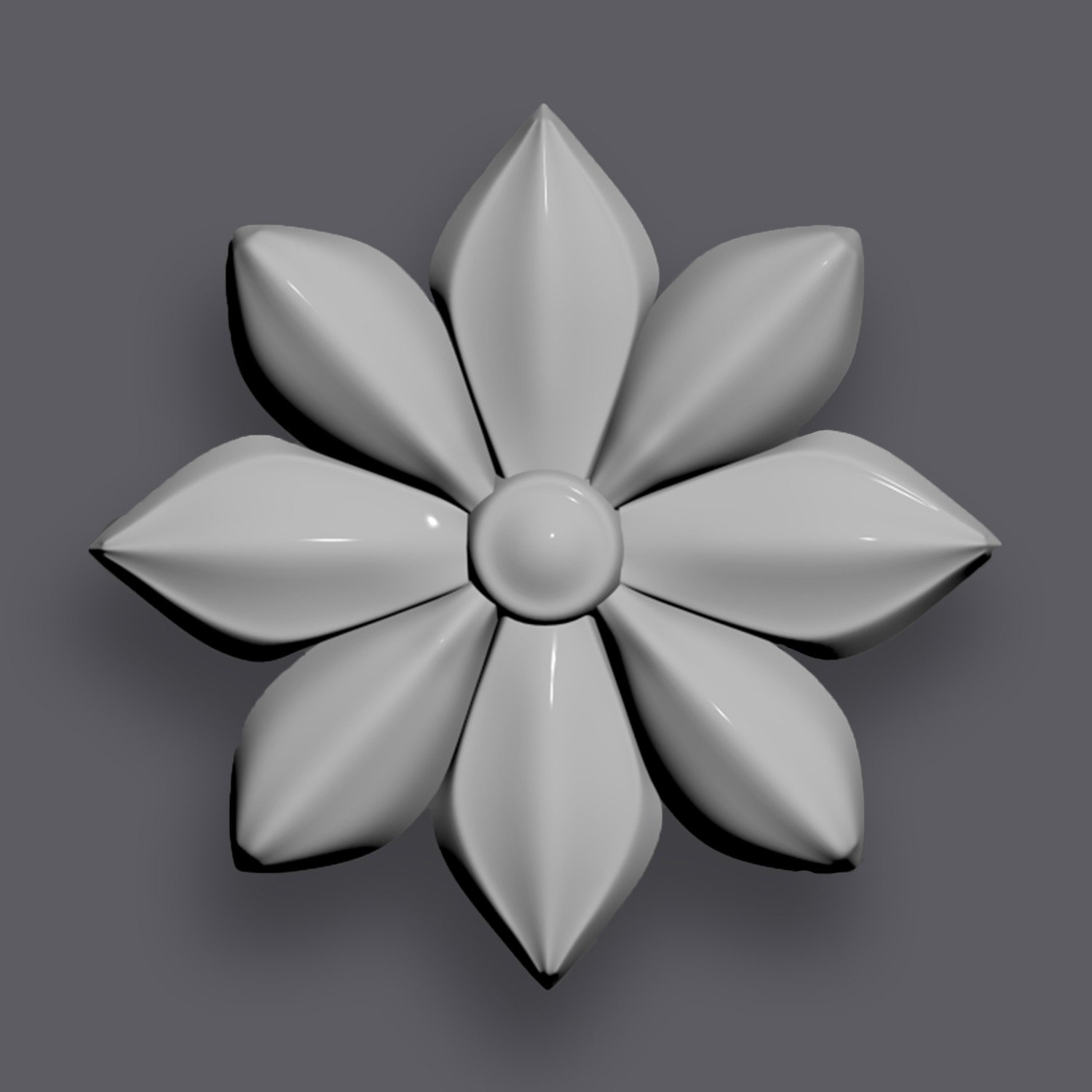 5 Flowers Ornamental Pack 4 3D model_7