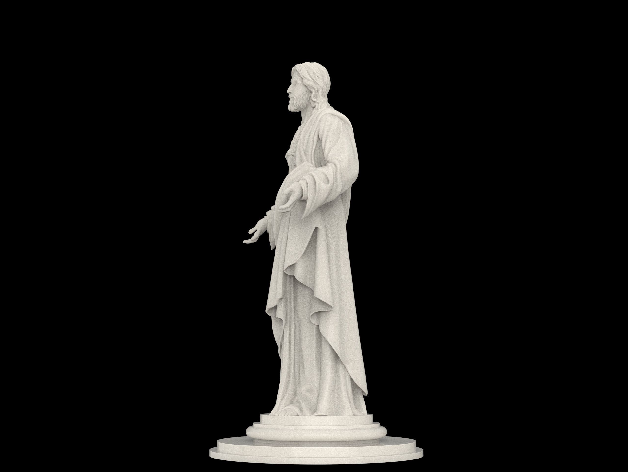 Jesus with a Sacred Heart Statue 3D print model 3D print model_7