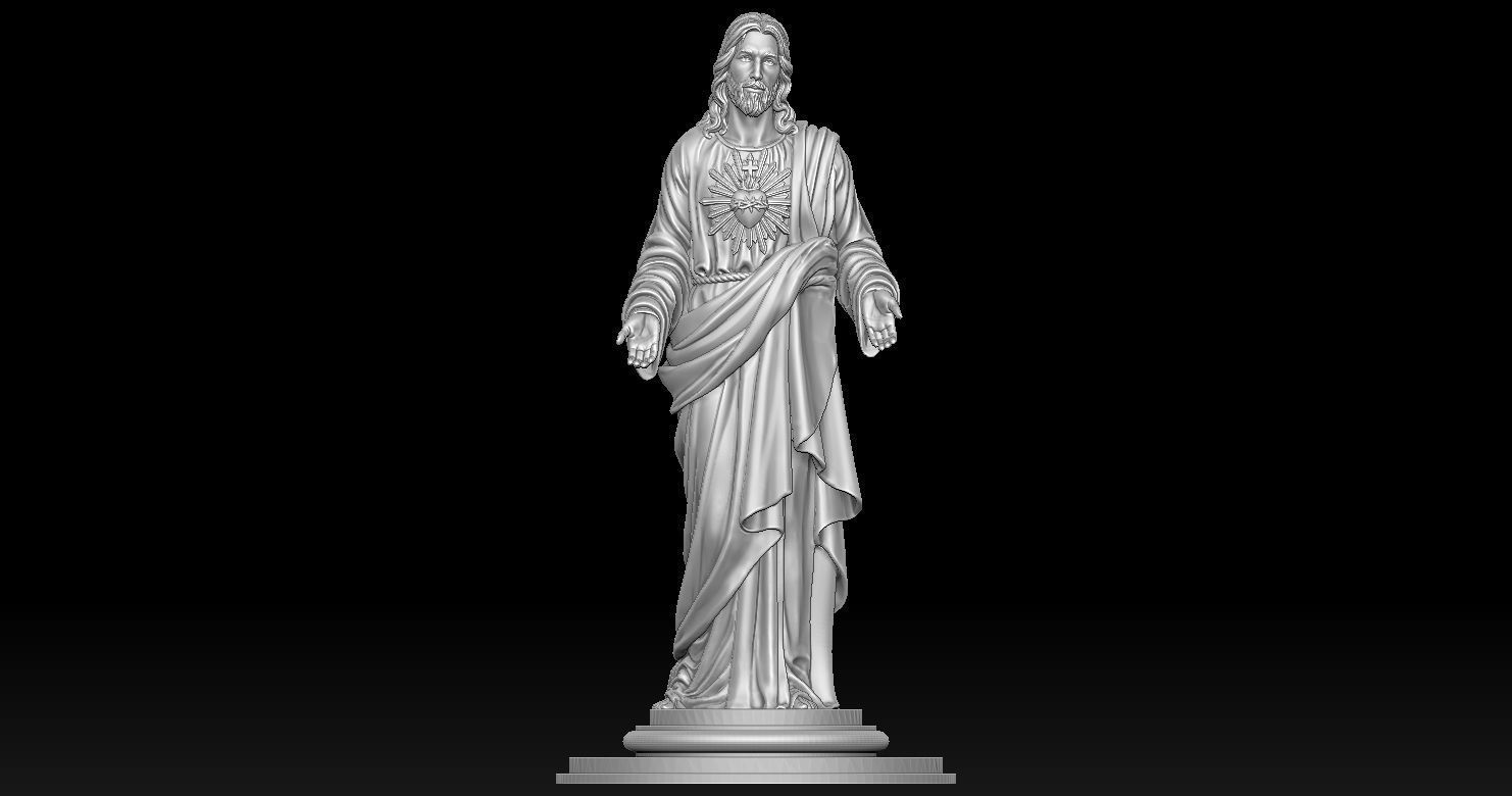 Jesus with a Sacred Heart Statue 3D print model 3D print model_4