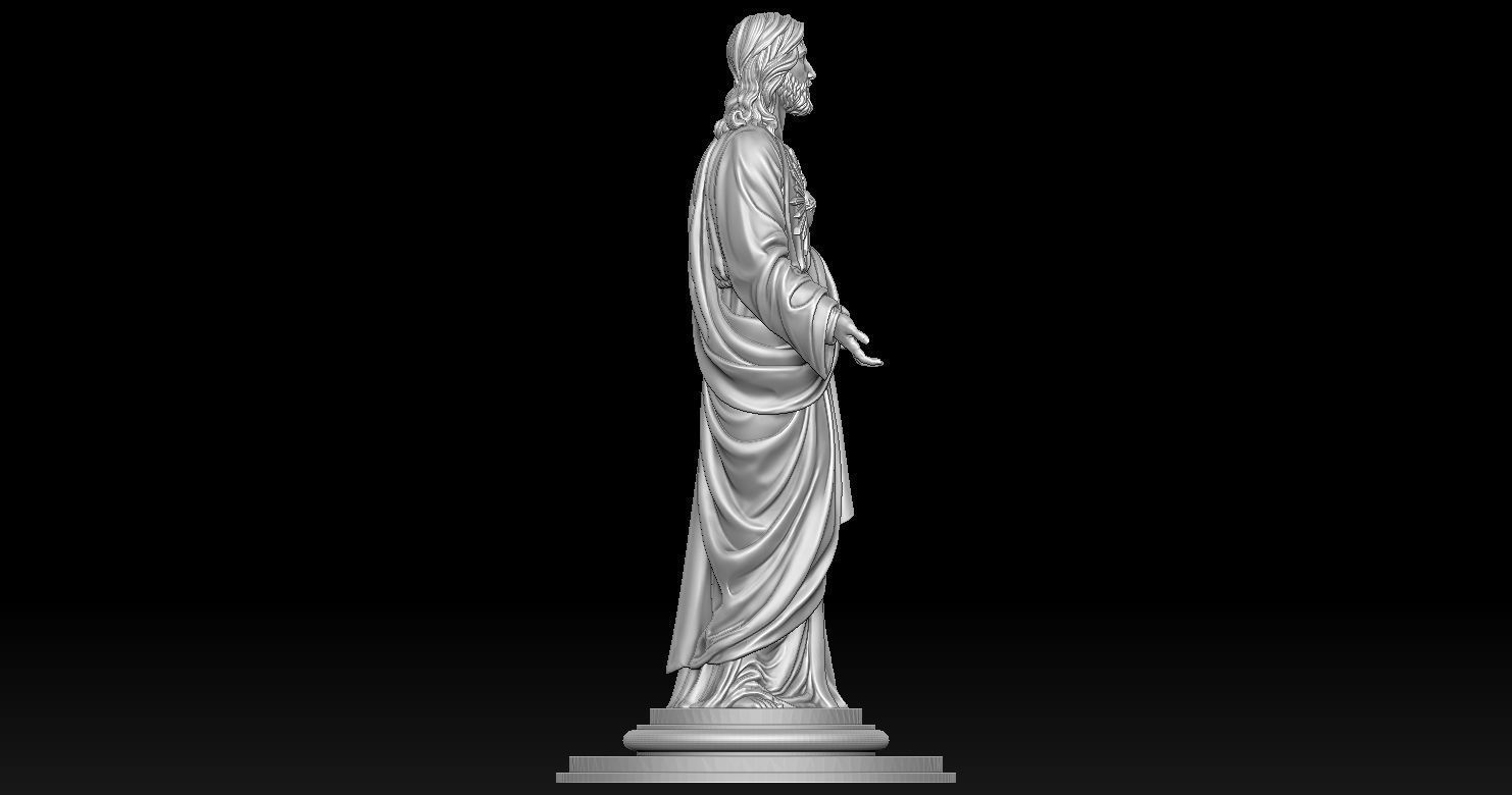Jesus with a Sacred Heart Statue 3D print model 3D print model_10