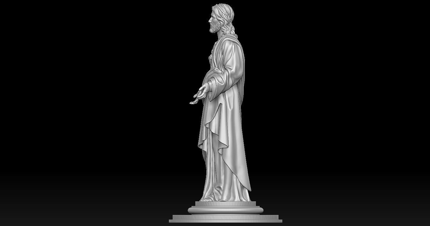 Jesus with a Sacred Heart Statue 3D print model 3D print model_11