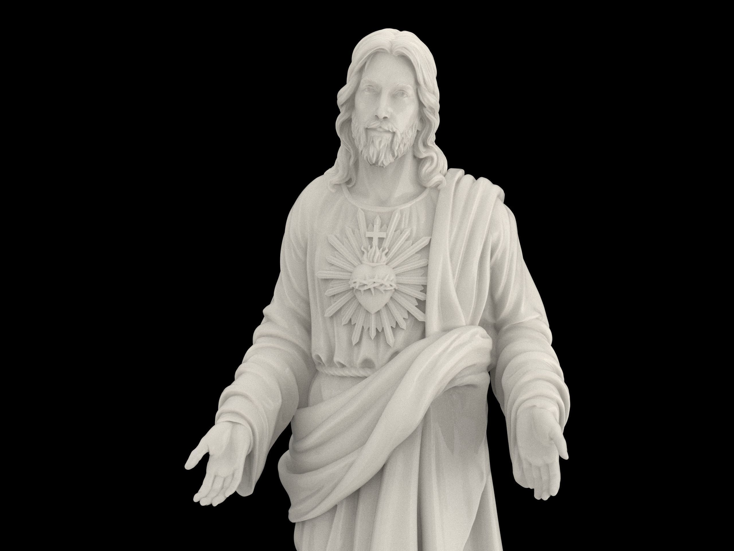 Jesus with a Sacred Heart Statue 3D print model 3D print model_8