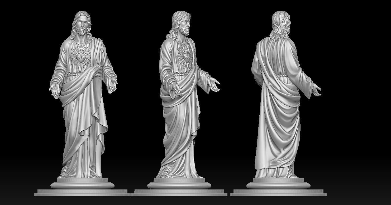 Jesus with a Sacred Heart Statue 3D print model 3D print model_1