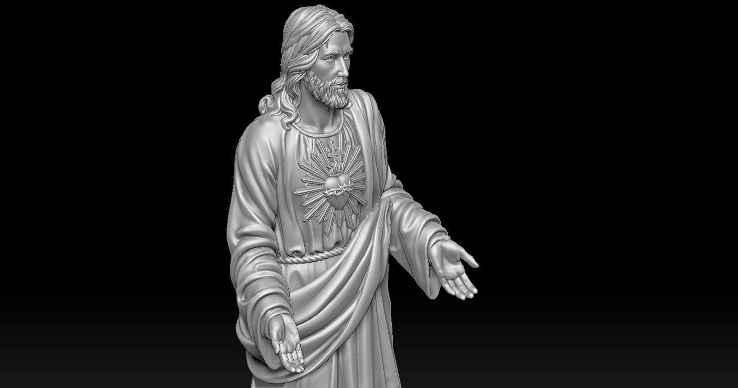 Jesus with a Sacred Heart Statue 3D print model 3D print model_3