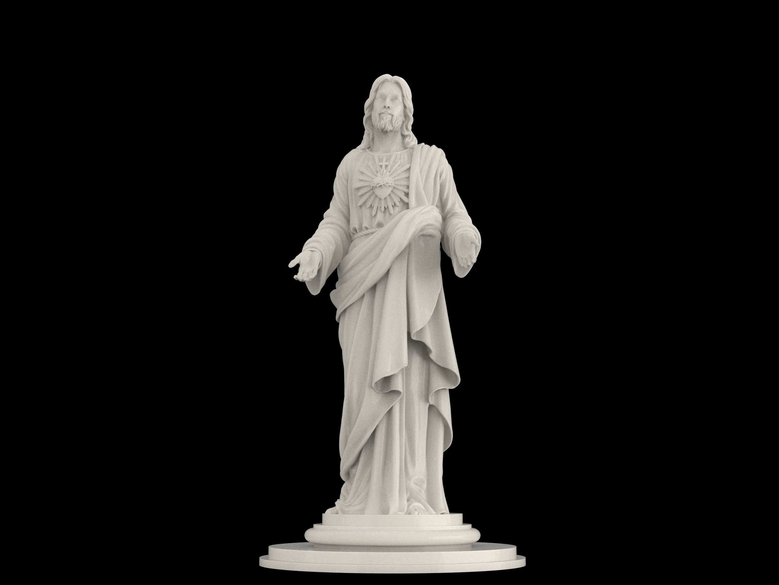 Jesus with a Sacred Heart Statue 3D print model 3D print model_2