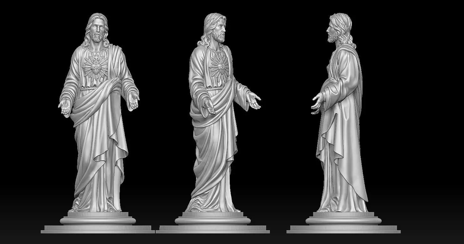 Jesus with a Sacred Heart Statue 3D print model 3D print model_0