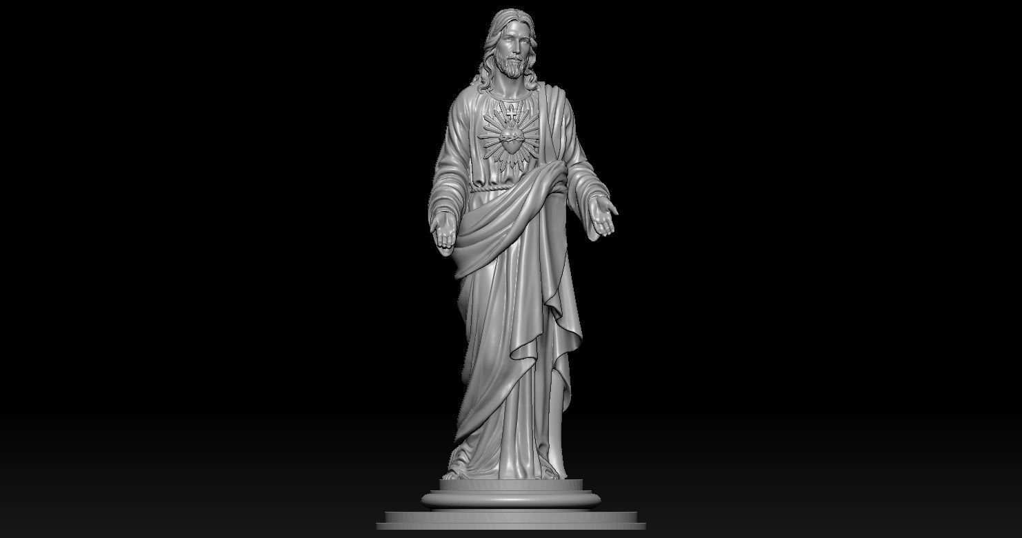 Jesus with a Sacred Heart Statue 3D print model 3D print model_12