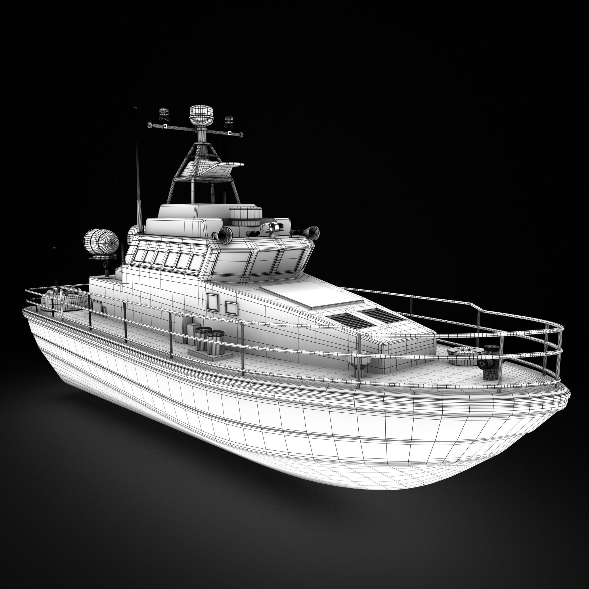 Historical Patrol Boat Low-poly 3D model_6