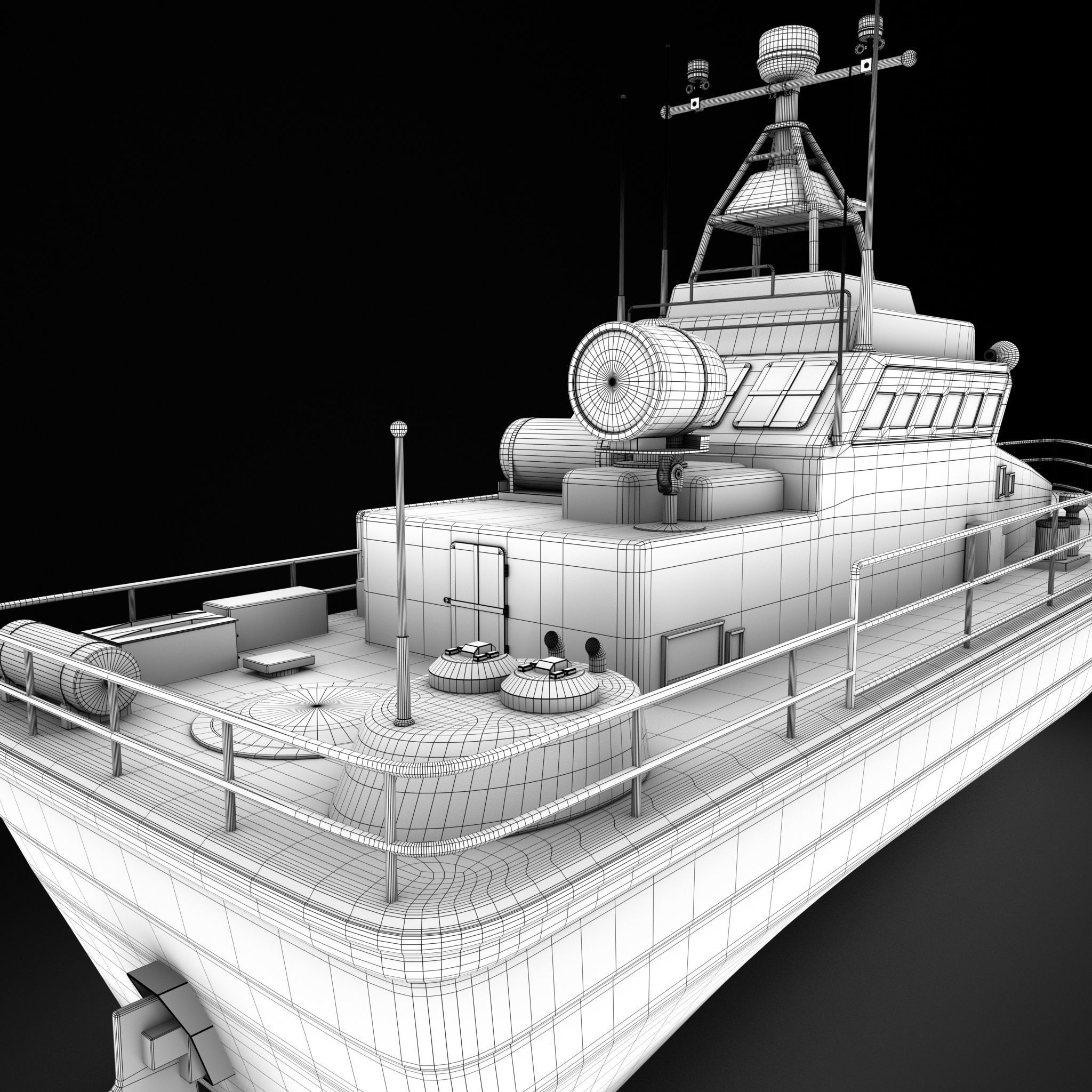 Historical Patrol Boat Low-poly 3D model_8