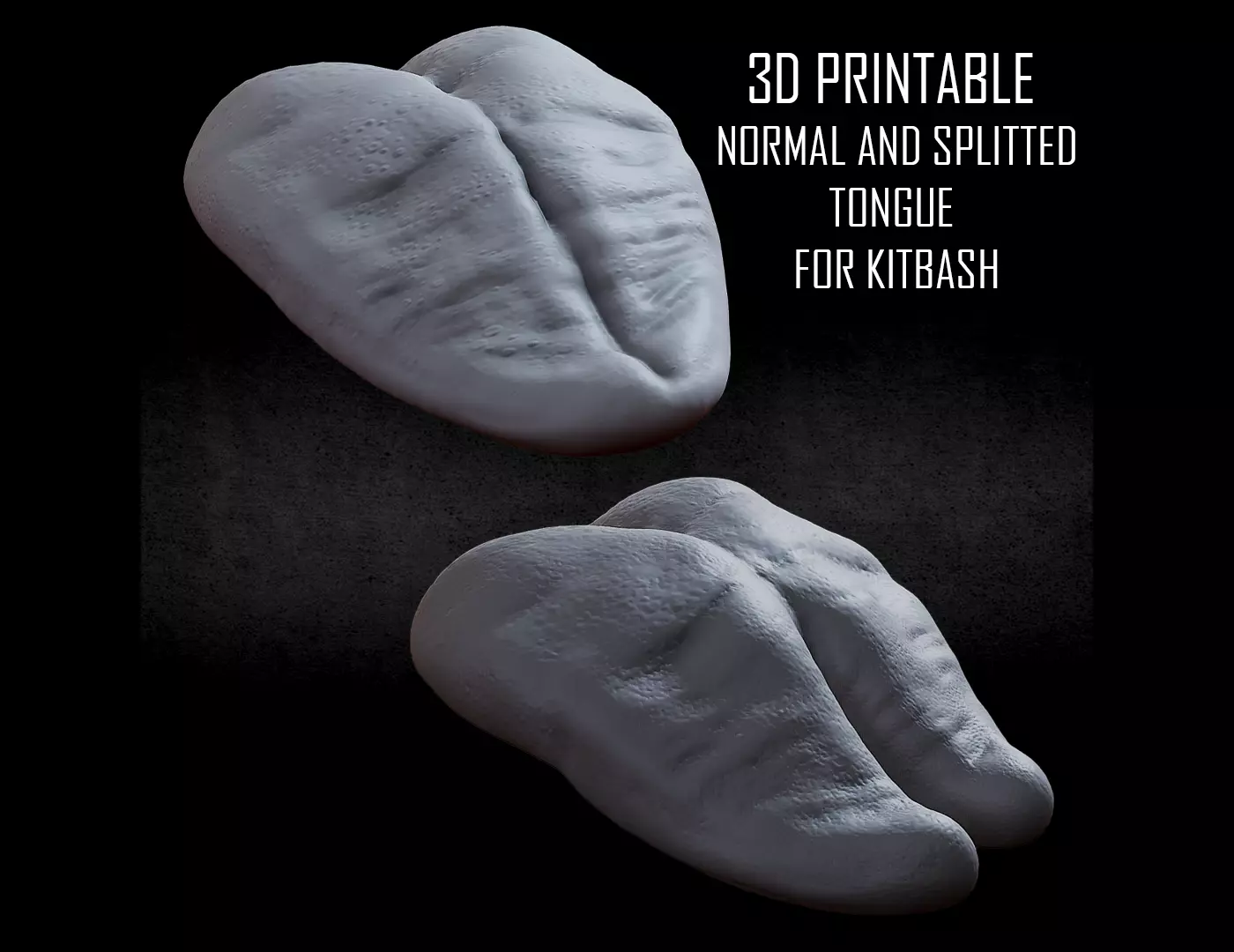 3D PRINTABLE TONGUE FOR KITBASH NORMAL AND SPLITTED 3D print model