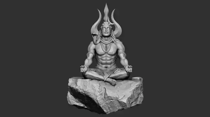 mahayogi shiva hindu god idol based on adiyogi  3D print model
