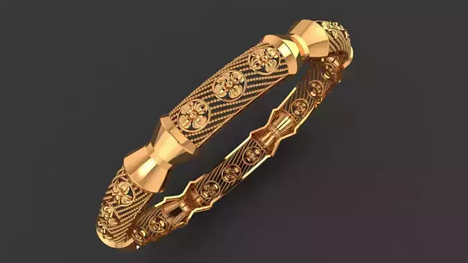 1294 Segmented Barrel Openwork Bangle 14gm