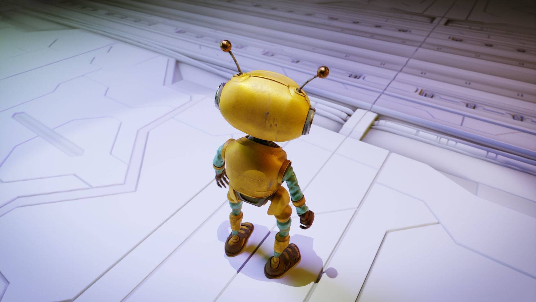 Robot Bee Animated Low-poly 3D model_9