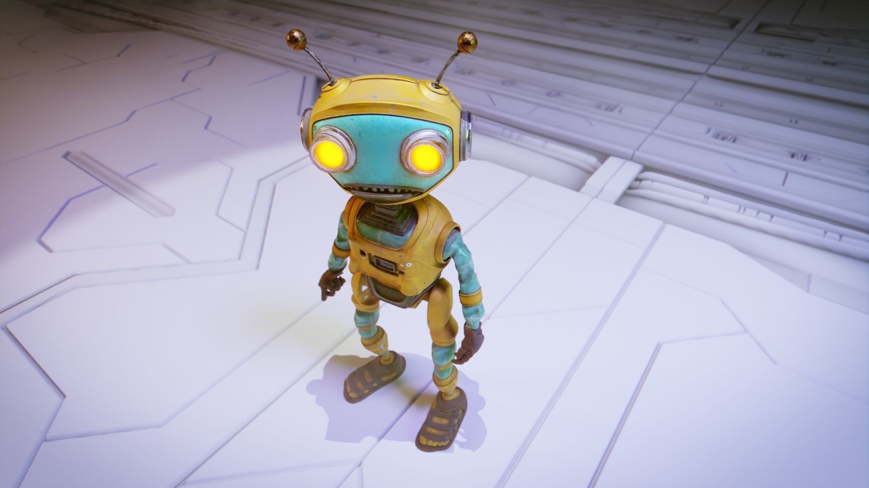 Robot Bee Animated Low-poly 3D model_4