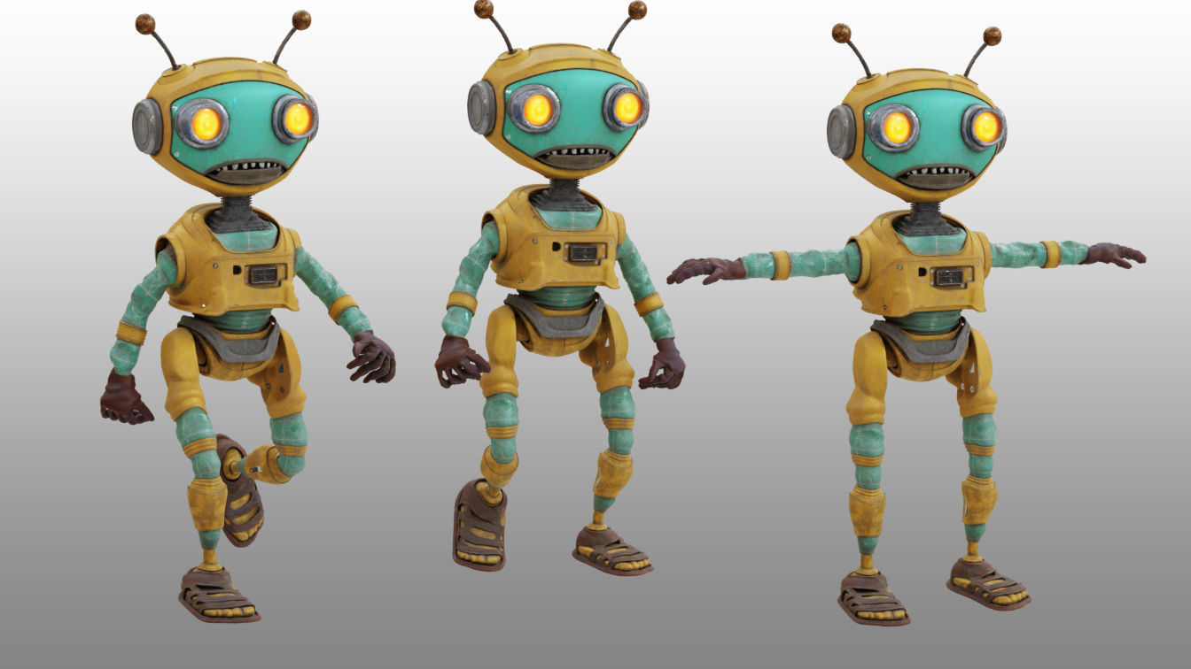 Robot Bee Animated Low-poly 3D model_17