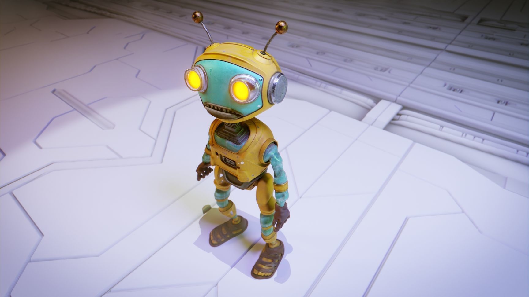 Robot Bee Animated Low-poly 3D model_5