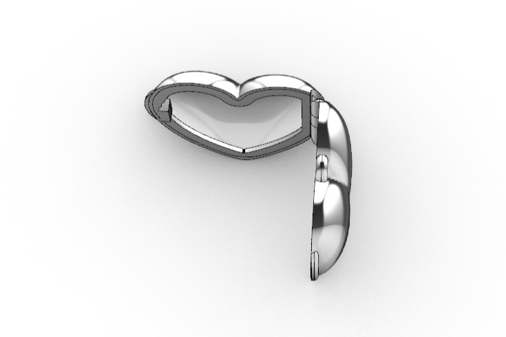 Heart locket with integrated hinge and clasp - 20mm 3D print model_3