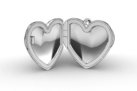 Heart locket with integrated hinge and clasp - 20mm 3D print model_2