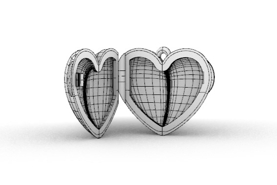 Heart locket with integrated hinge and clasp - 20mm 3D print model_6