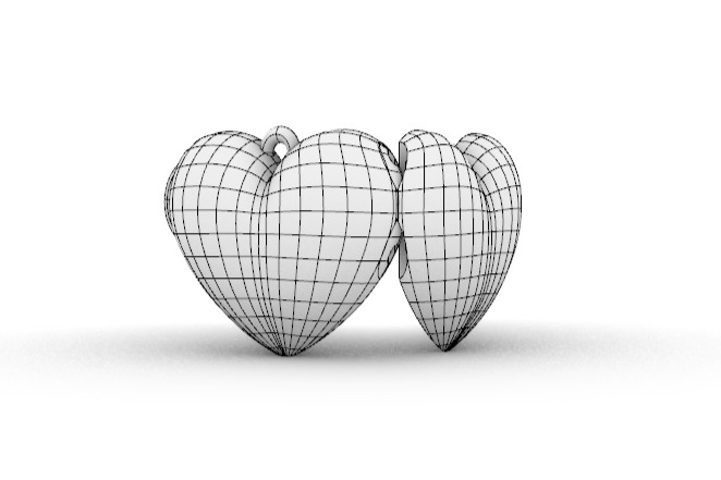 Heart locket with integrated hinge and clasp - 20mm 3D print model_7