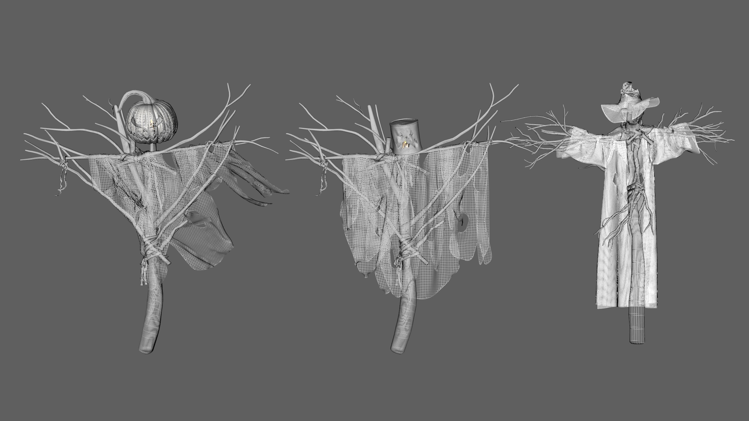 Scarecrow Halloween Pack Low-poly 3D model_18