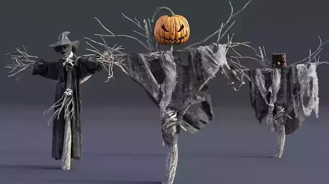 Scarecrow Halloween Pack Low-poly 3D model