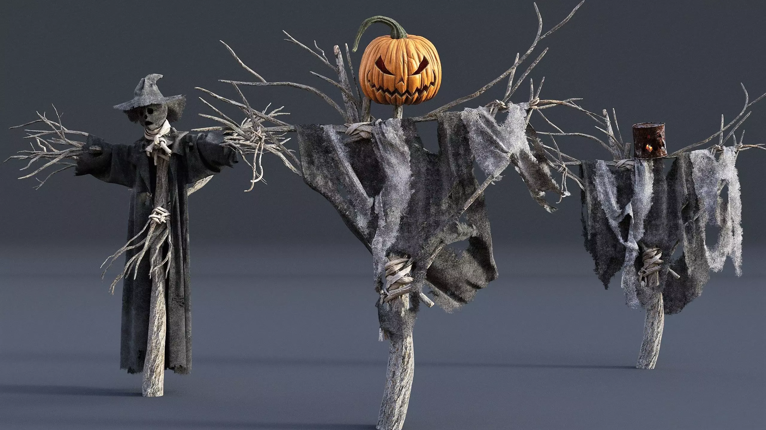 Scarecrow Halloween Pack Low-poly 3D model_0