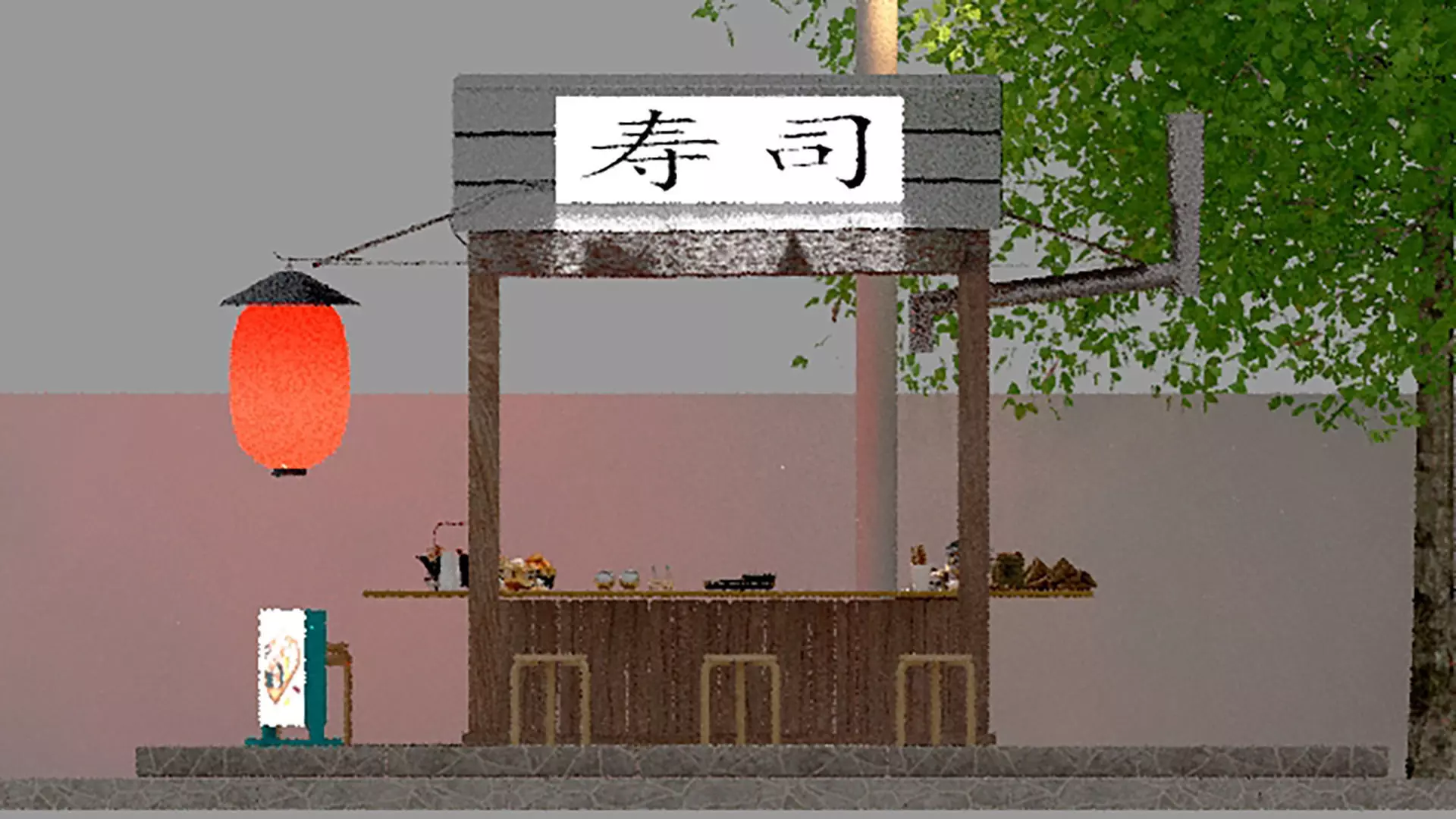 Sushi store 3D model_0