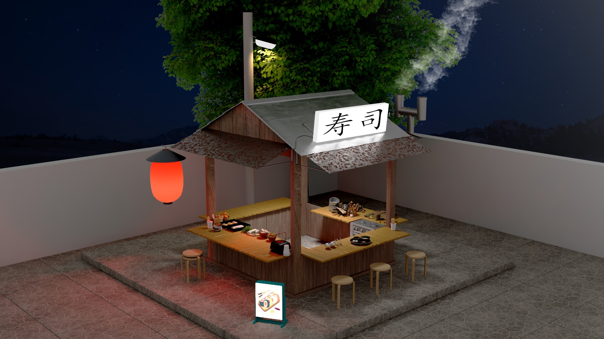 Sushi store 3D model_2