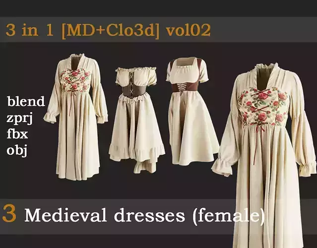3 Medieval dresses vol02