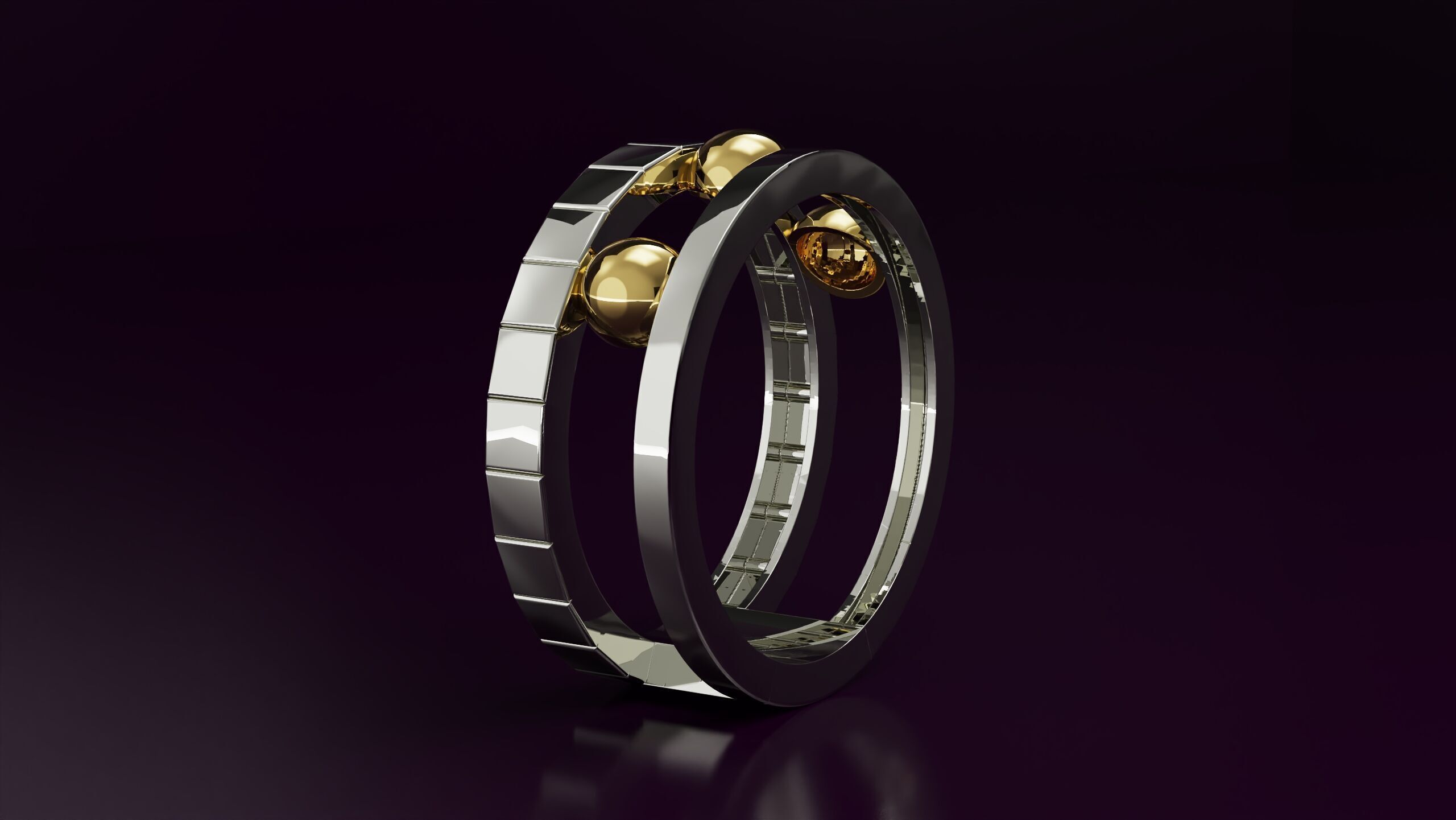 bead and cube Ring N02 Free 3D print model_1