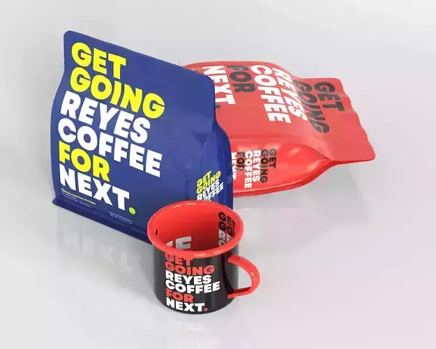 Coffee soft bag and mug 3d model