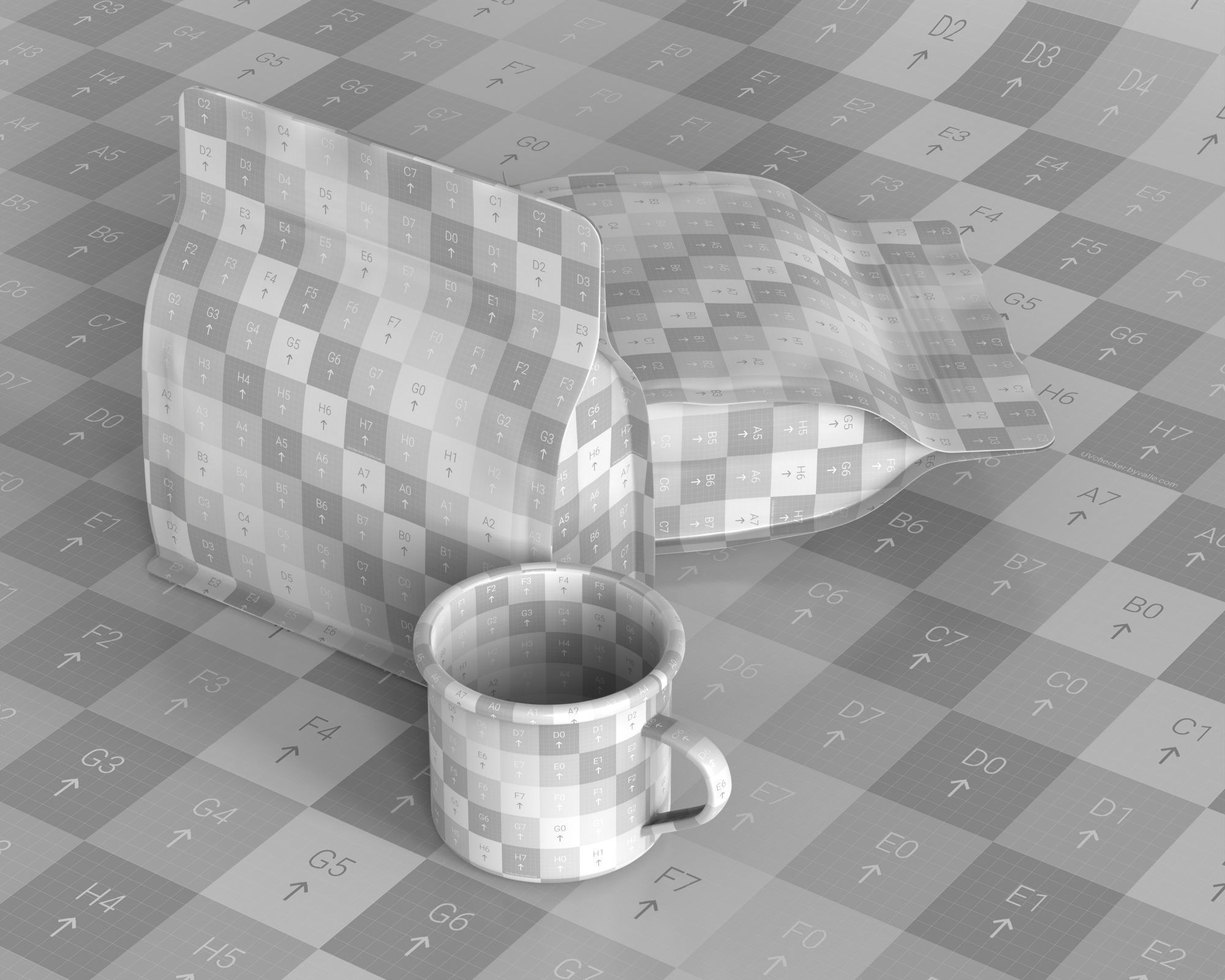Coffee soft bag and mug 3d model 3D model_3