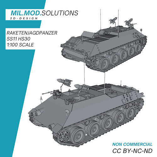 Raketenjagdpanzer SS11 auf HS30 3D print model