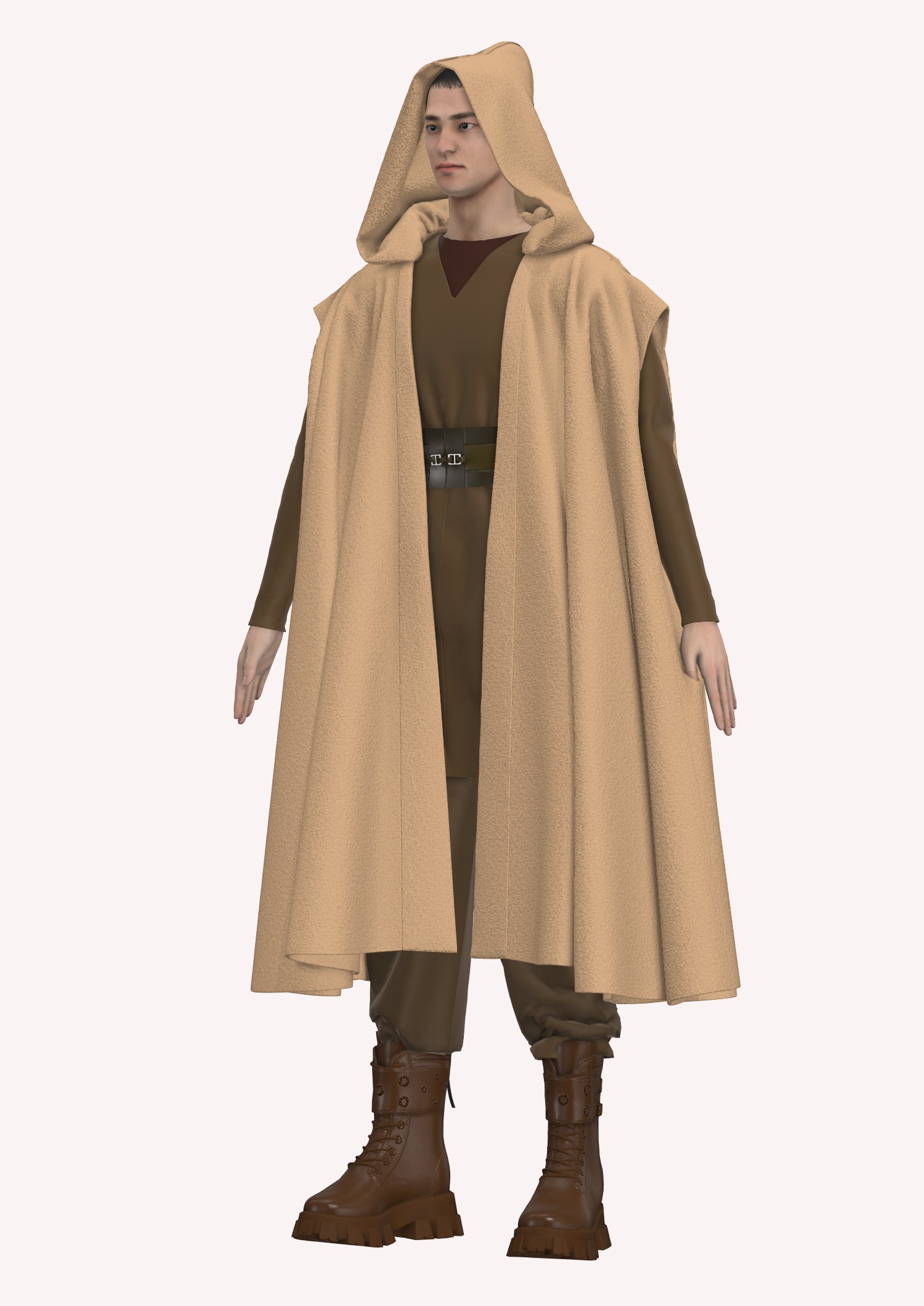 Jedi inspired garment in Style3d Atelier 3D model_7