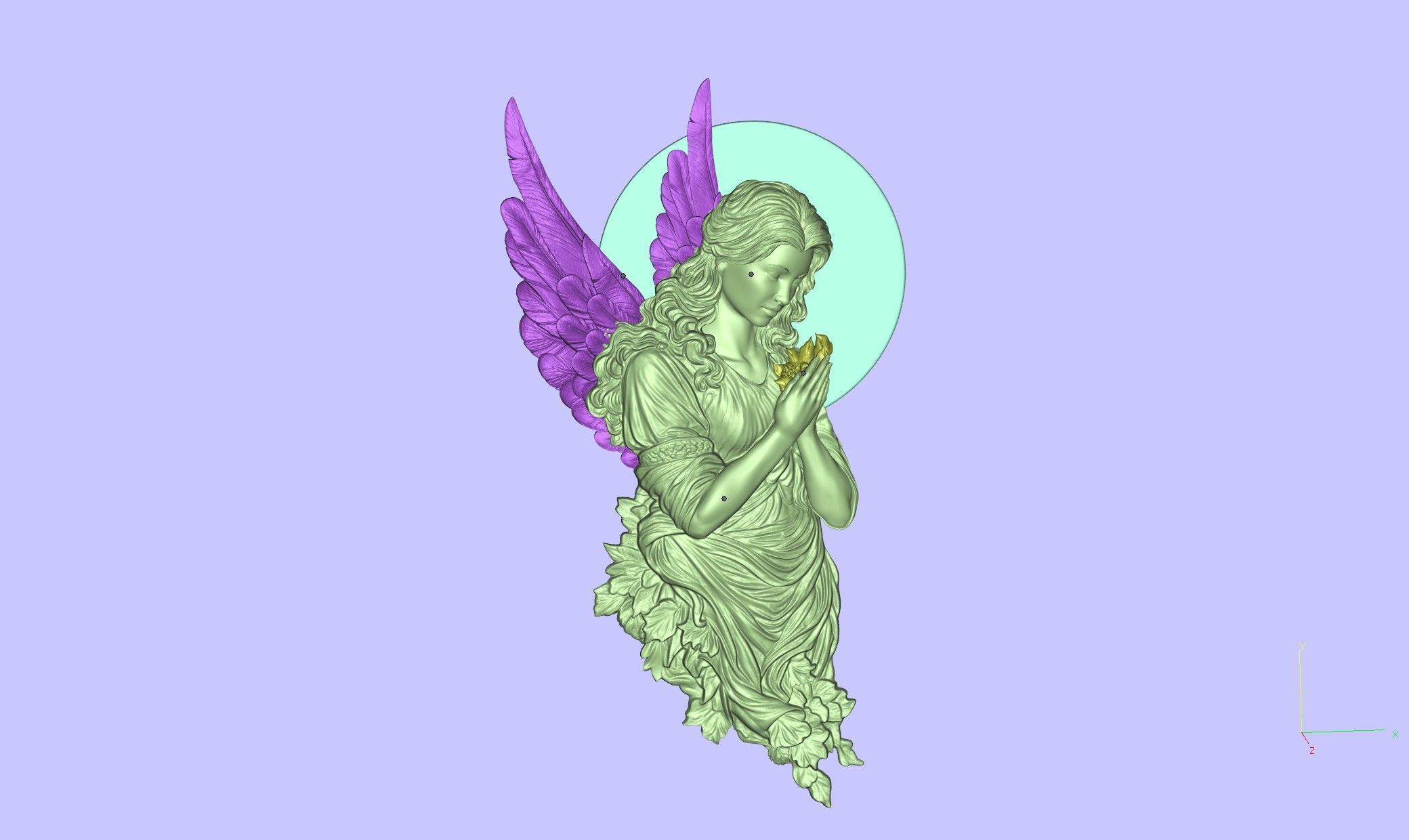Praying Angel Bas-Relief  3D print model_7