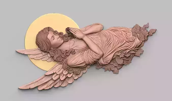 Praying Angel Bas-Relief  3D print model