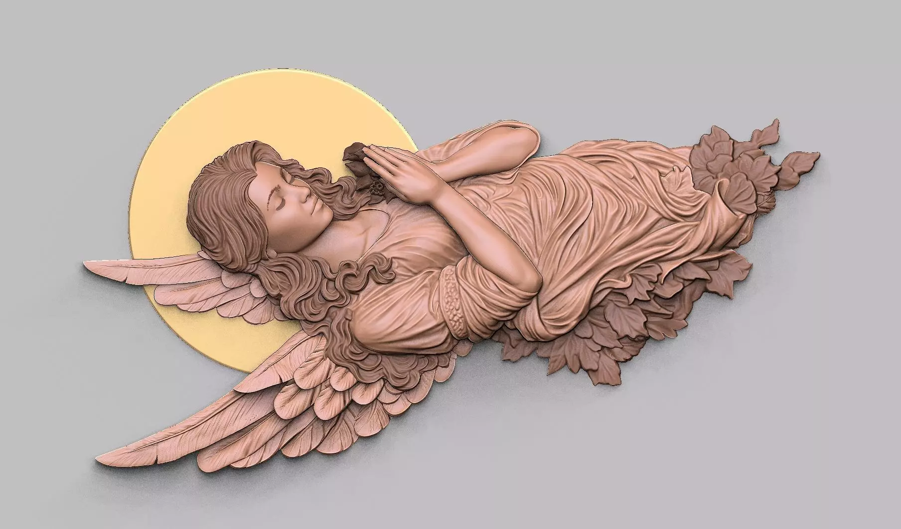 Praying Angel Bas-Relief  3D print model_0
