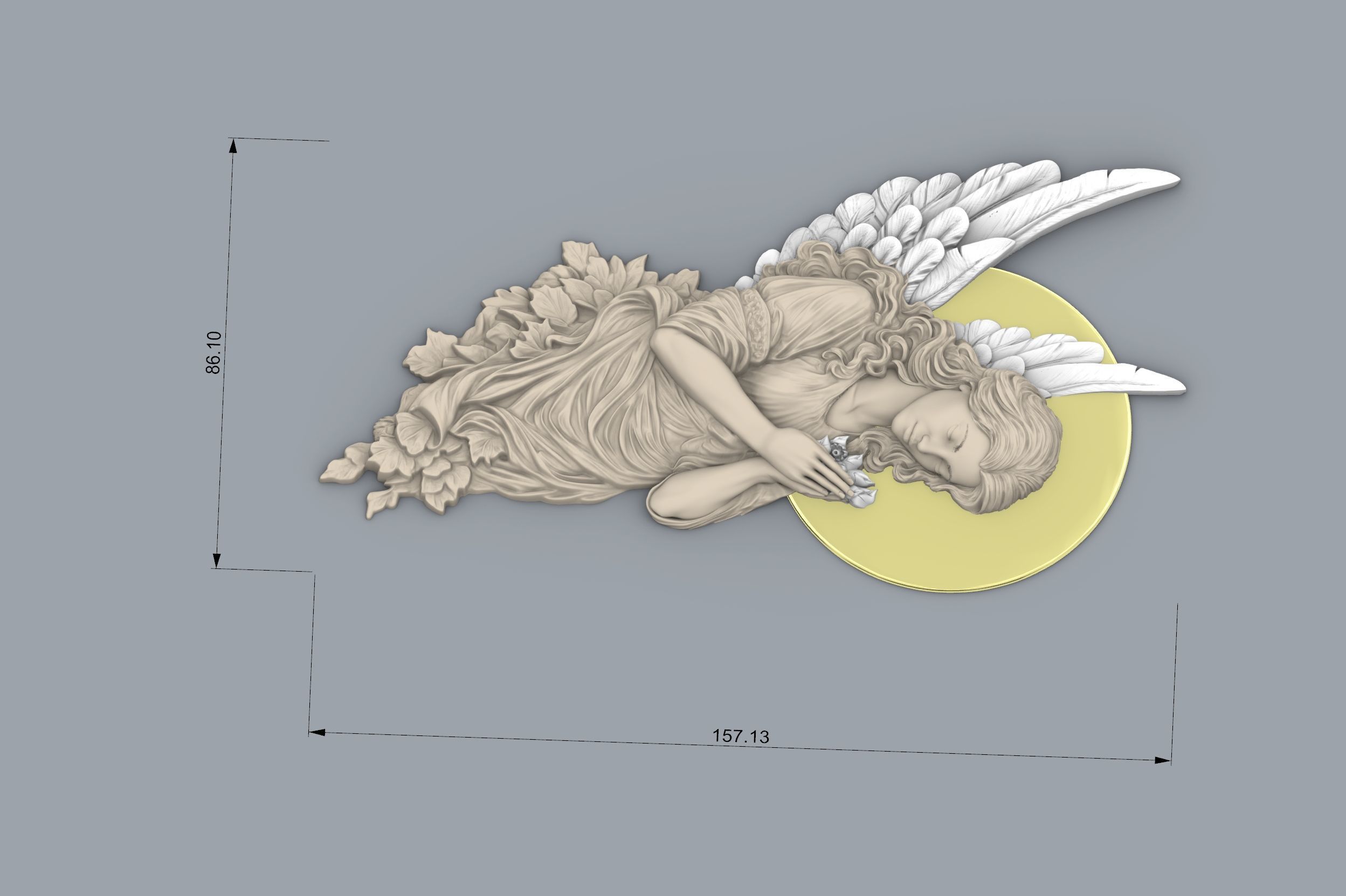 Praying Angel Bas-Relief  3D print model_5